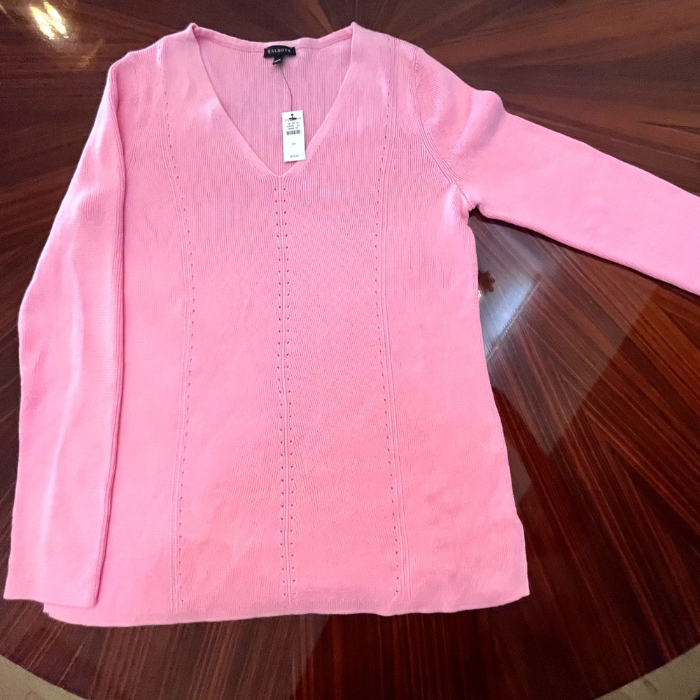 NWT New TALBOTS Pink V-Neck Sweater Size - Picture 3 of 3